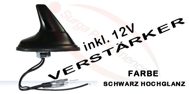 Shark Antenne Verstärker DIN Hochglanz Schwarz Universal Universell Ohm DB  Mercedes VW BMW